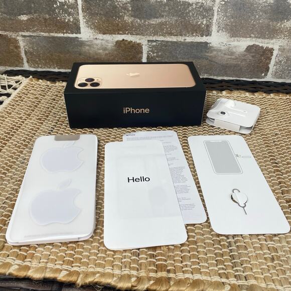 Apple Earpods & BOX ONLY for Apple iPhone 11 Pro Max 512GB Gold (Rose) - Picture 1 of 10